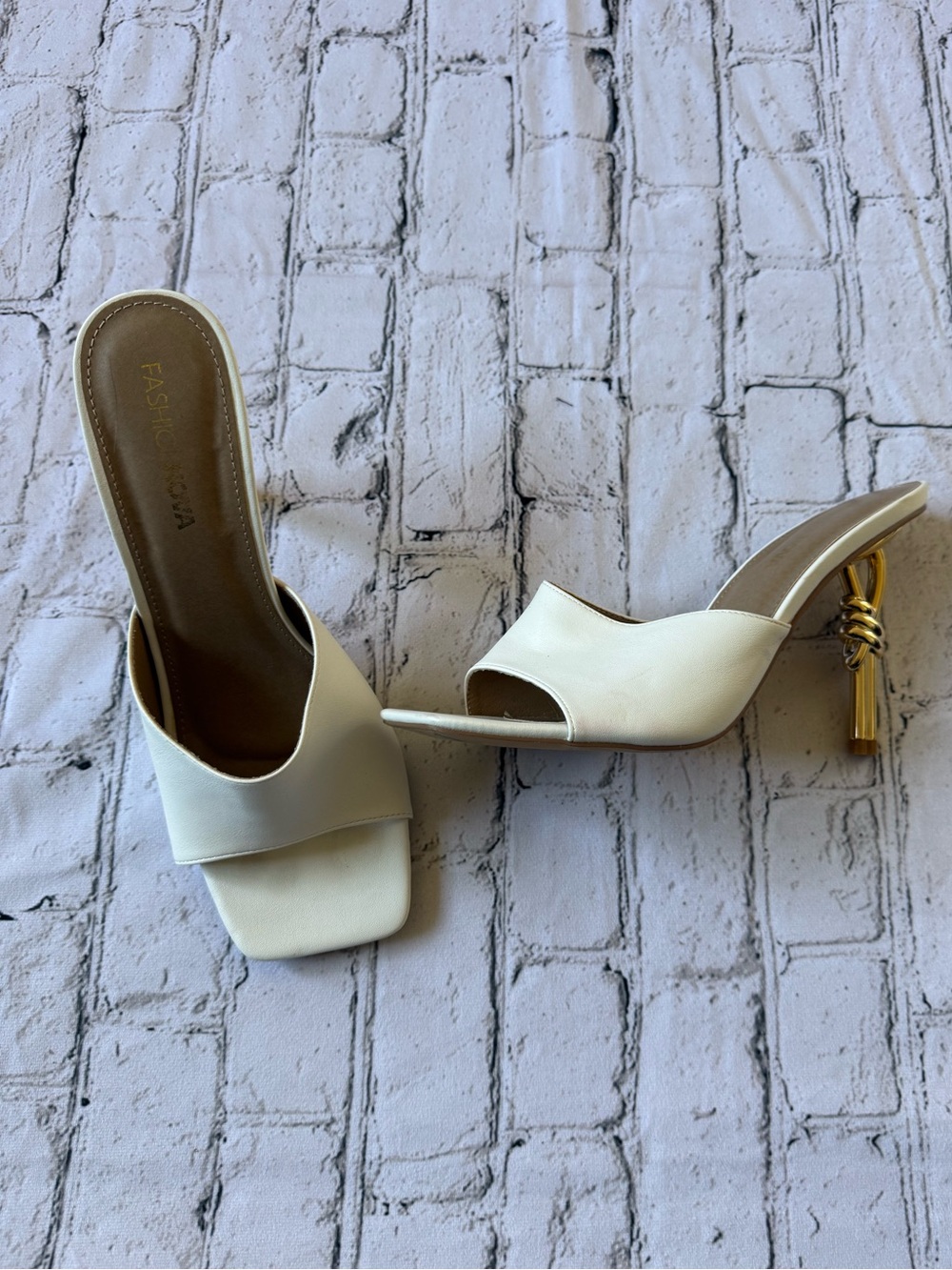 White slip on heel